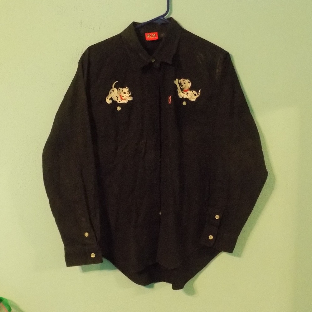 RARE Large 101 Dalmation Disney Cute Button Down
